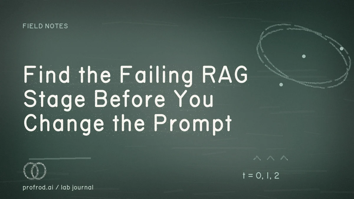 Find the Failing RAG Stage Before You Change the Prompt